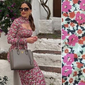 Zara floral midi dress with cut outs spring